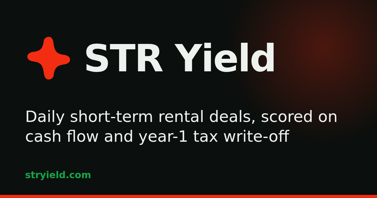 STR Yield - A free tool to screen short-term rental revenue and potential tax savings